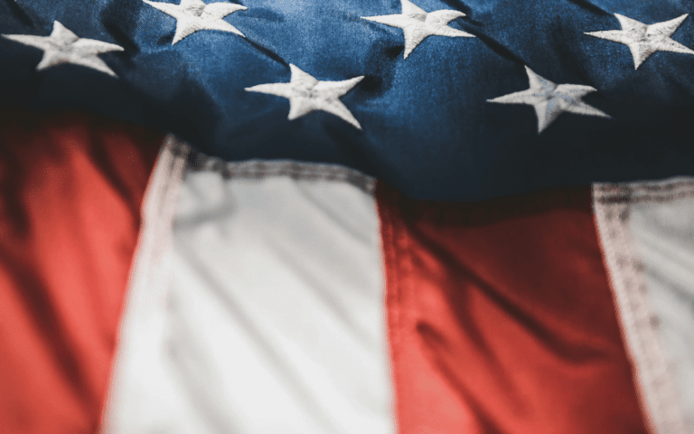 Close-up of the American flag.