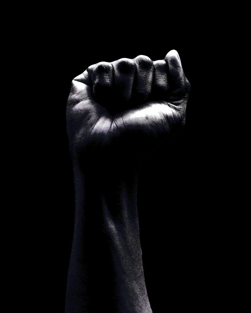 Race as a Social Construct - A black and white raised fist.