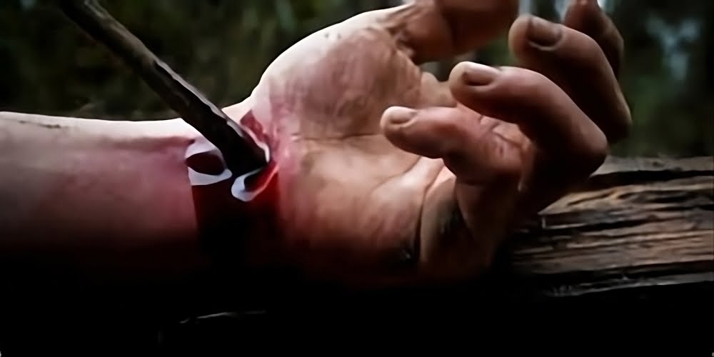 Nail pierced wrist crucifixion